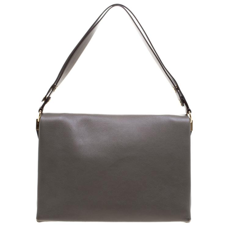 Pre Owned Celine Dark Grey Leather Blade Shoulder Bag
