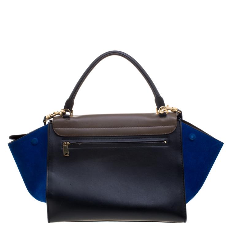 Pre Owned Celine Tri Color Leather and Suede Medium Trapeze Tote