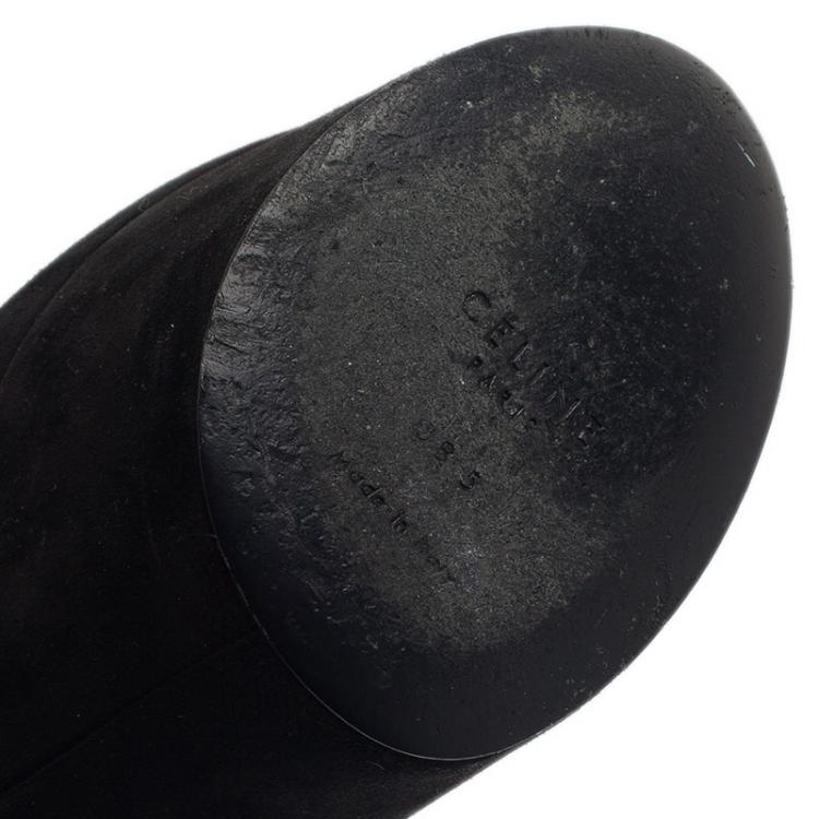 Pre Owned Celine Black Suede Ankle Strap Platform Pumps Size 38