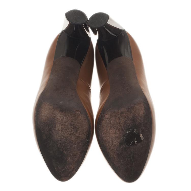 Pre Owned Celine Brown Leather Pumps Size 38 