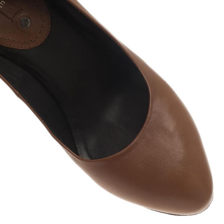 Pre Owned Celine Brown Leather Pumps Size 38 