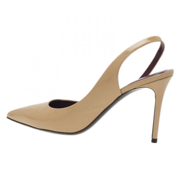 Pre Owned Celine Beige Patent D'Orsay Slingback Sandals Size 39