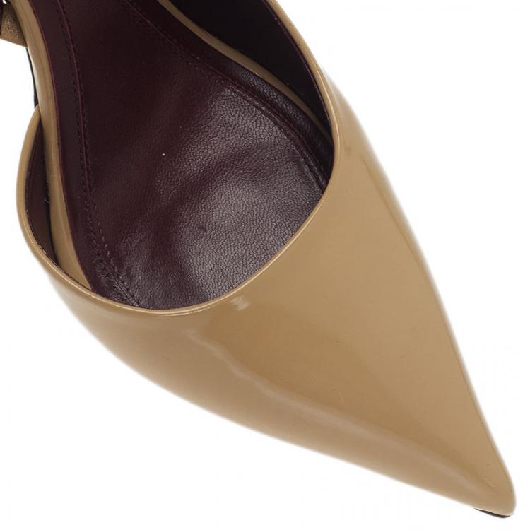 Pre Owned Celine Beige Patent D'Orsay Slingback Sandals Size 39
