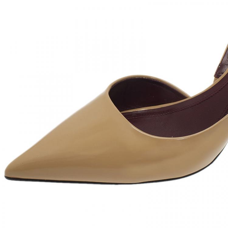 Pre Owned Celine Beige Patent D'Orsay Slingback Sandals Size 39