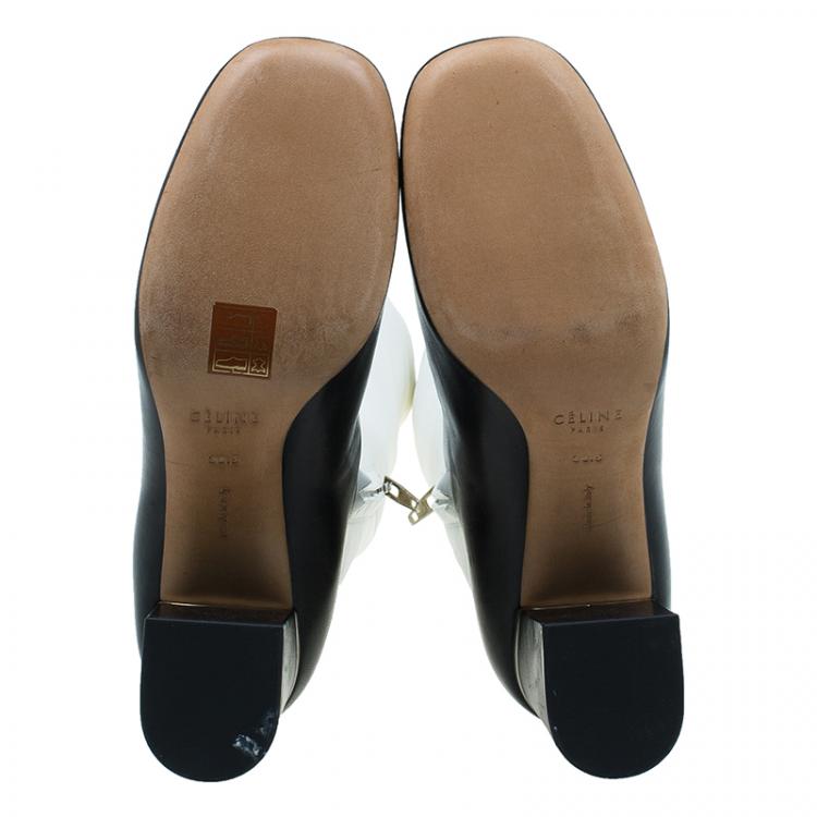 Pre Owned Celine Two Tone Leather Tall Boots Size 38.5 