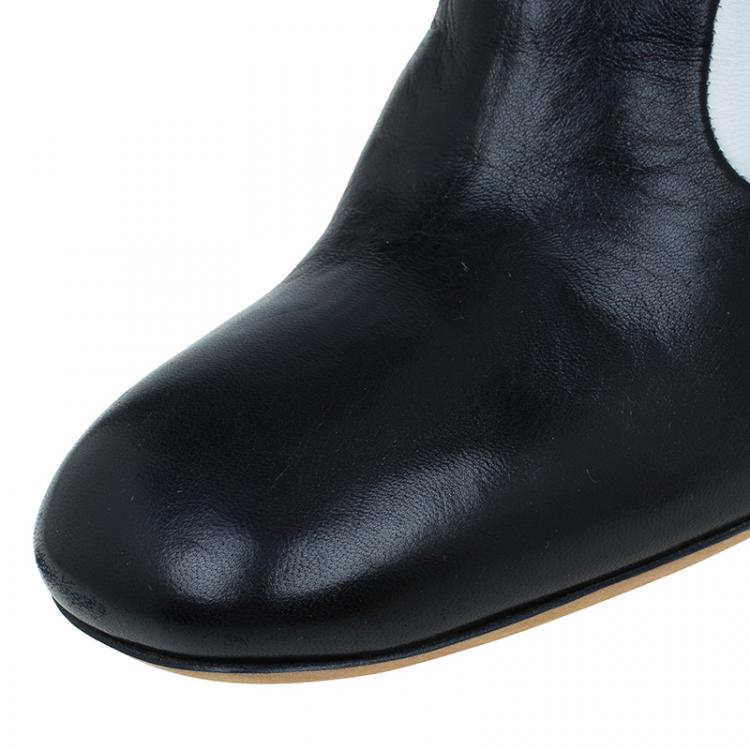 Pre Owned Celine Two Tone Leather Tall Boots Size 38.5 