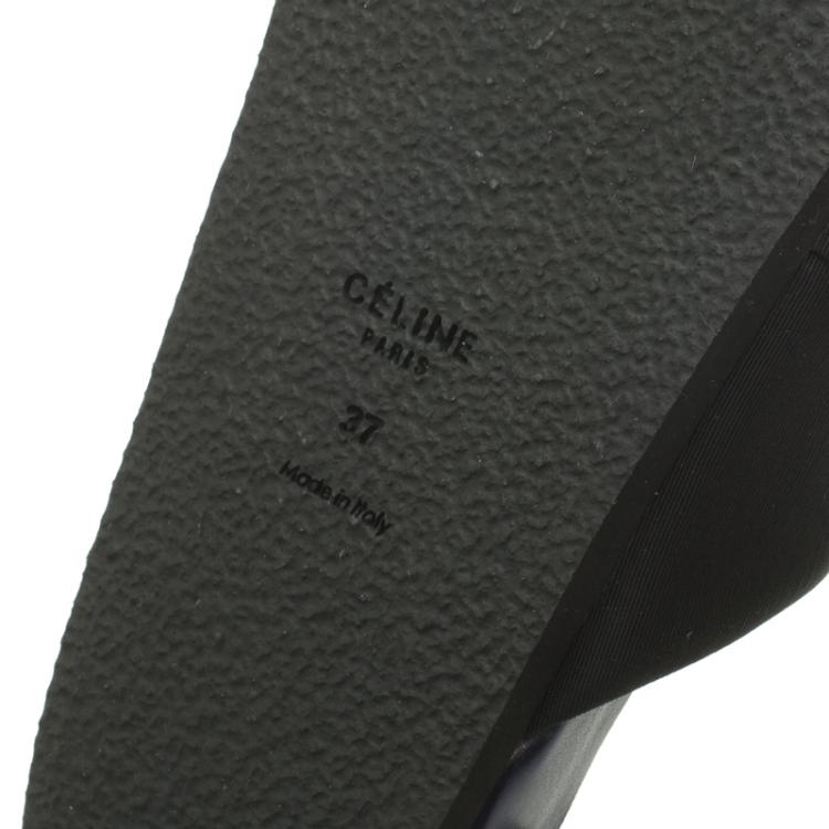 Pre Owned Celine Black Crepe Satin Flat Sandals Size 37