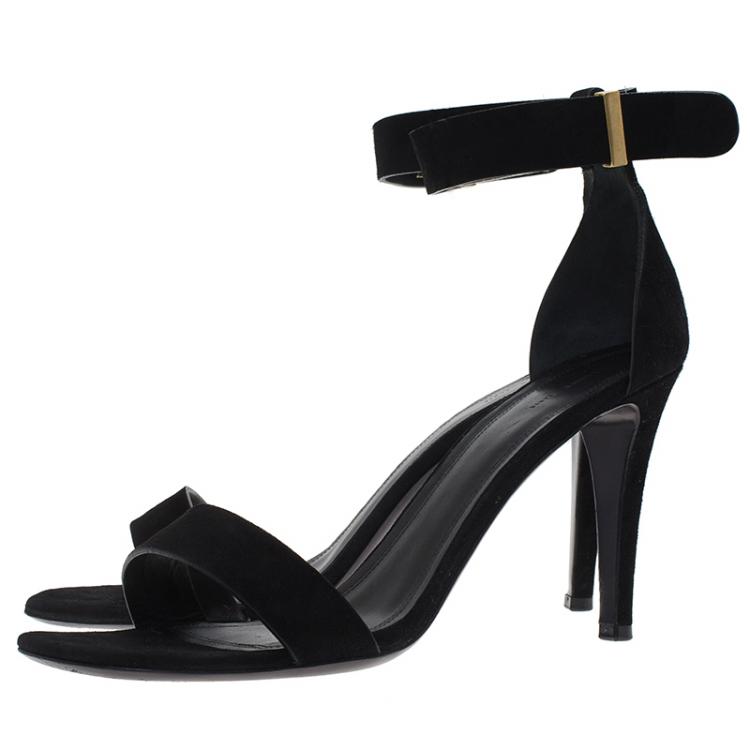 Pre Owned Celine Black Suede Ankle Strap Sandals Size 40