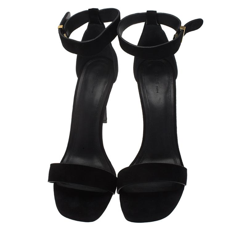 Pre Owned Celine Black Suede Ankle Strap Sandals Size 40