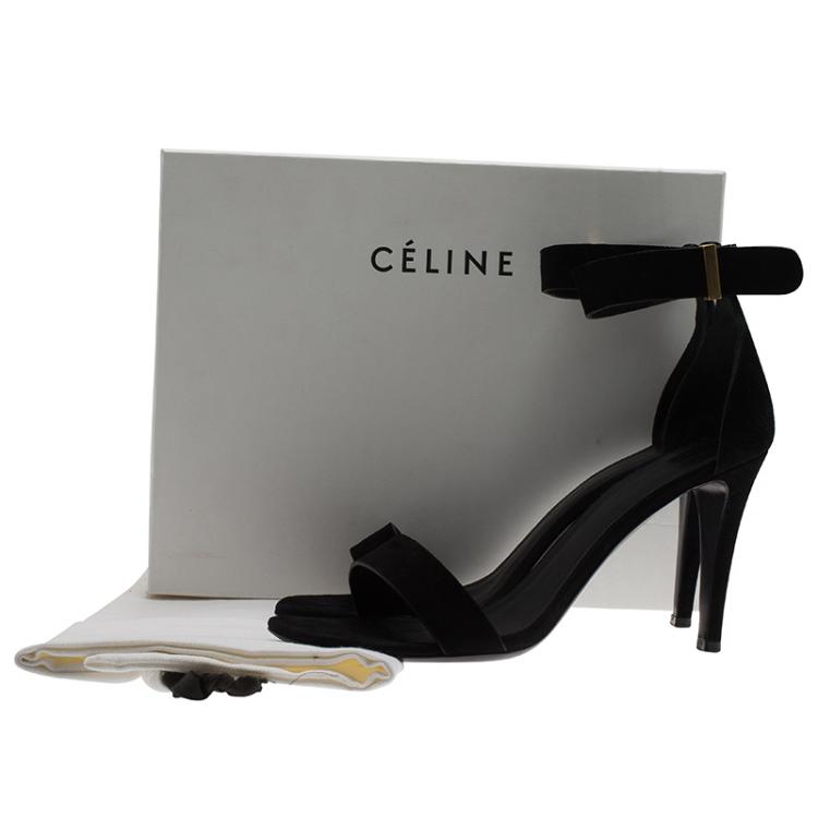 Pre Owned Celine Black Suede Ankle Strap Sandals Size 40