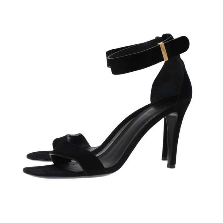 Pre Owned Celine Black Suede Ankle Strap Sandals Size 39