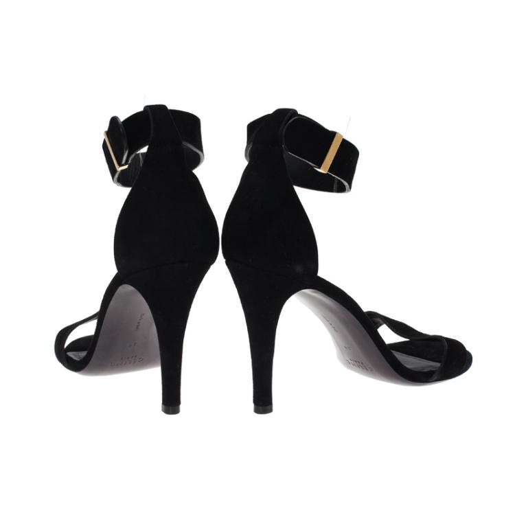 Pre Owned Celine Black Suede Ankle Strap Sandals Size 39