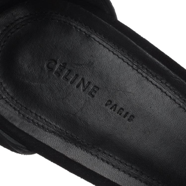 Pre Owned Celine Black Suede Ankle Strap Sandals Size 39