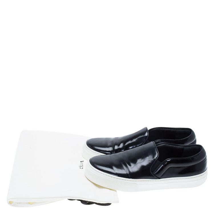 Pre Owned Celine Black Patent Slip On Sneakers Size 36