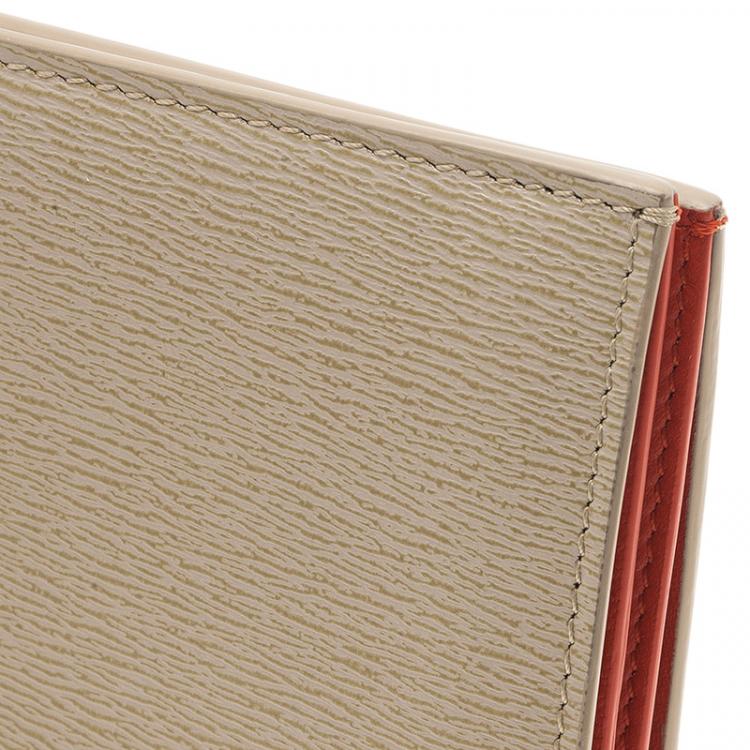 Pre Owned Celine Beige and Red Leather Flap Passport Holder