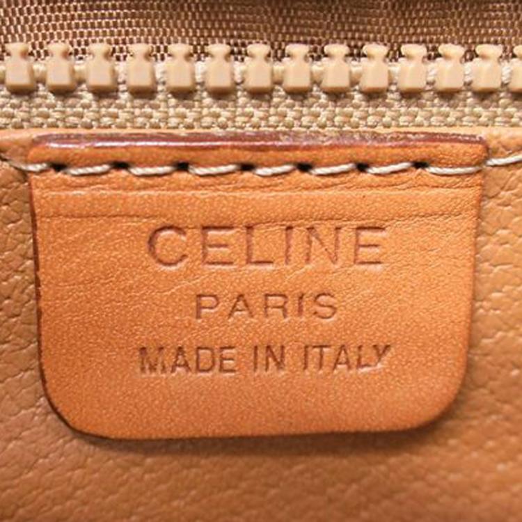 Pre Owned Celine Brown Macadam Pattern PVC/Leather Italy Travel Bag