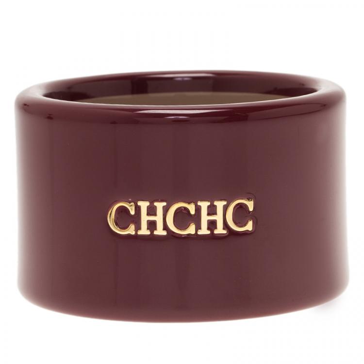 مملوكة مسبقًا CH Carolina Herrera Burgundy Extra Wide Cuff Bracelet Size M