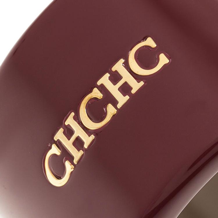 مملوكة مسبقًا CH Carolina Herrera Burgundy Extra Wide Cuff Bracelet Size M