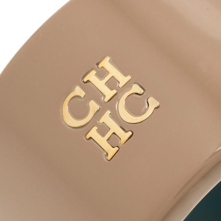 Pre Owned CH Carolina Herrera Beige Extra Wide Cuff Bracelet Size L