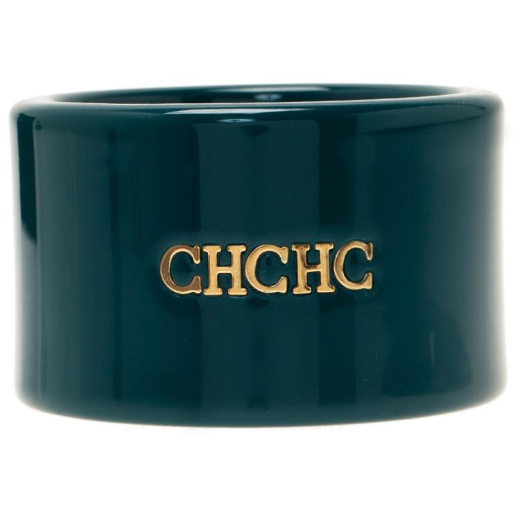 Pre Owned CH Carolina Herrera Green Extra Wide Cuff Bracelet Size M