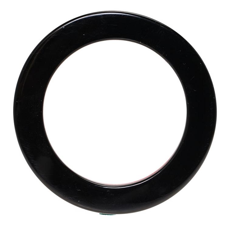 Pre Owned CH Carolina Herrera Black Resin Wide Bangle Bracelet Size 22CM