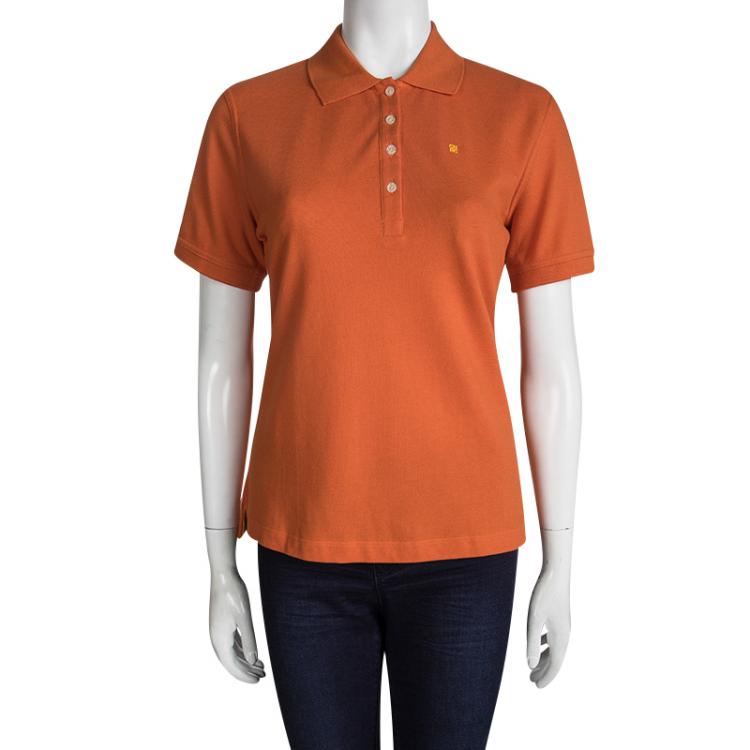 مملوكة مسبقًا CH Carolina Herrera Orange Short Sleeve Polo T-Shirt L