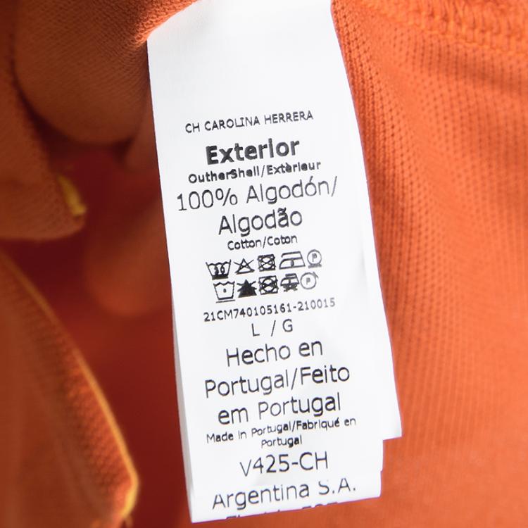 مملوكة مسبقًا CH Carolina Herrera Orange Short Sleeve Polo T-Shirt L