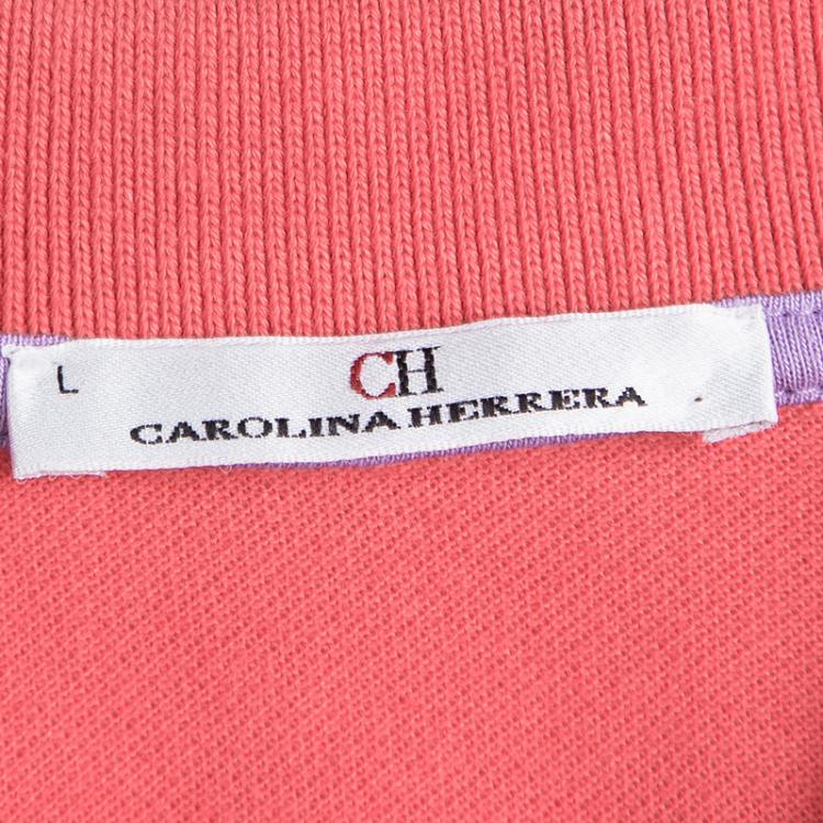 Pre Owned CH Carolina Herrera Pink Short Sleeve Polo T-Shirt L