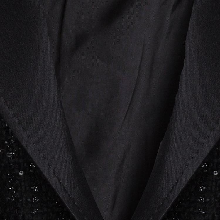 Pre Owned Carolina Herrera Black Sequin Embellished  Tweed Blazer M