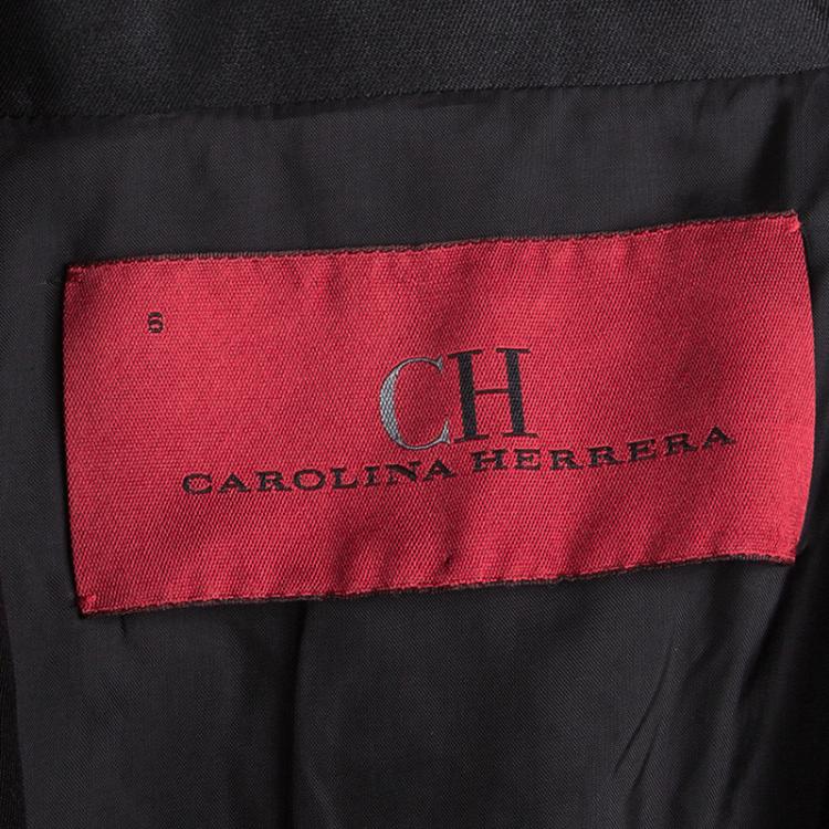 Pre Owned Carolina Herrera Black Sequin Embellished  Tweed Blazer M