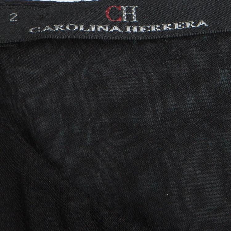 مملوكة مسبقًا CH Carolina Herrera Black and Gold Textured Sleeveless Dress S