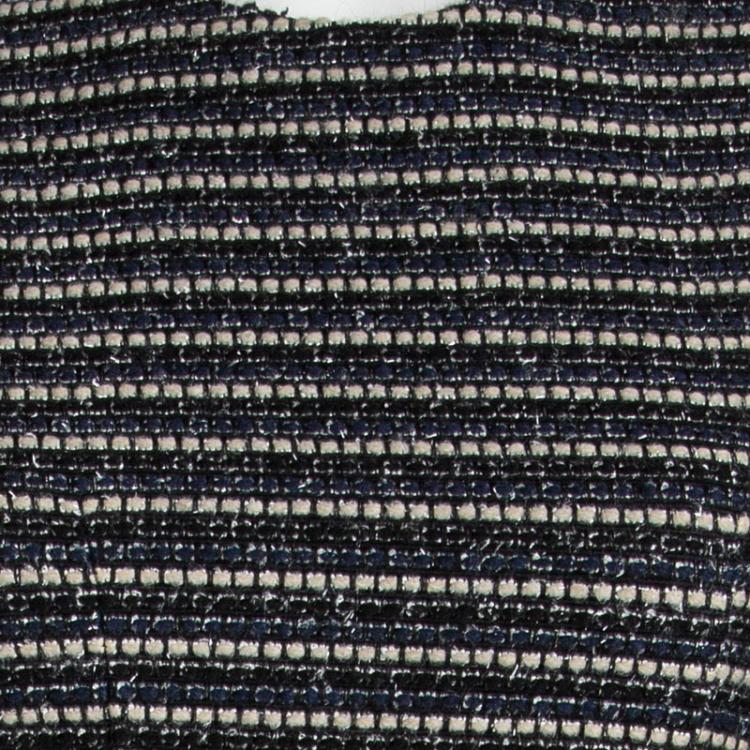 مملوكة مسبقًا CH Carolina Herrera Navy Blue Textured Sleeveless Belted Dress S
