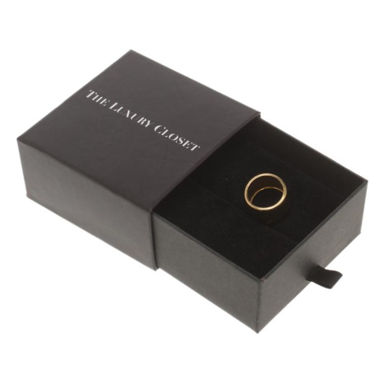 Pre Owned Carolina Herrera Logo Gold Tone Wide Band Ring Size 56