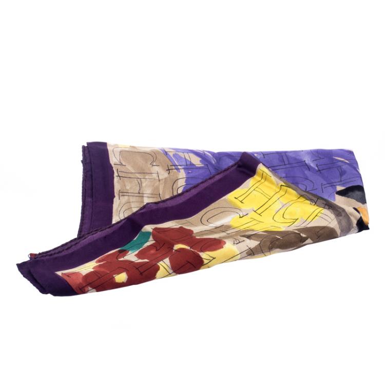 Pre Owned CH Carolina Herrera Multicolor Bird and Floral Print Silk Square Scarf
