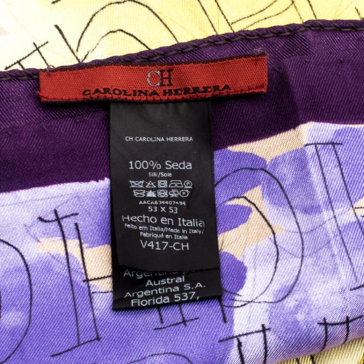 Pre Owned CH Carolina Herrera Multicolor Bird and Floral Print Silk Square Scarf