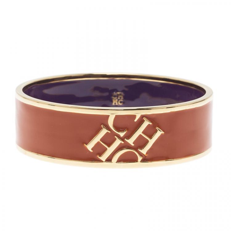 Pre Owned CH Carolina Herrera Orange Bangle Bracelet