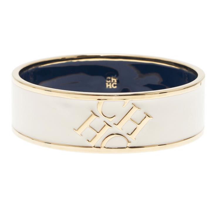 Pre Owned CH Carolina Herrera White Bangle Bracelet