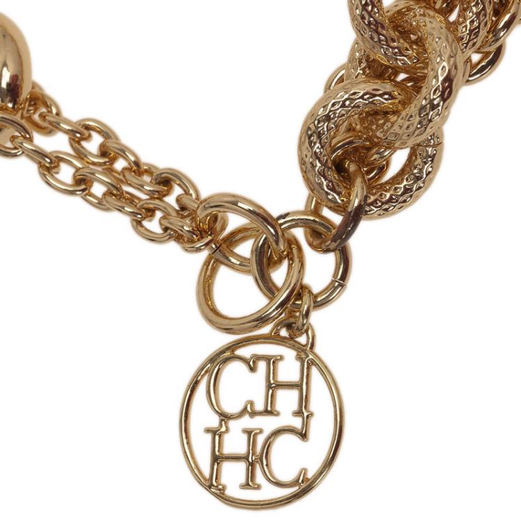 Pre Owned Carolina Herrera CH Multi Chain Gold Tone Bracelet