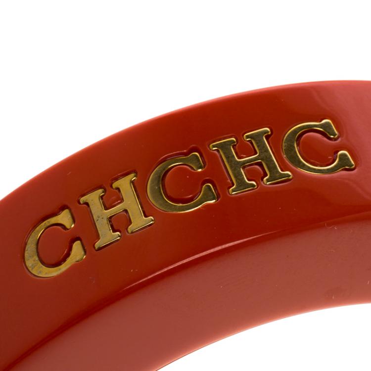Pre Owned CH Carolina Herrera Orange Resin Bracelet 20cm