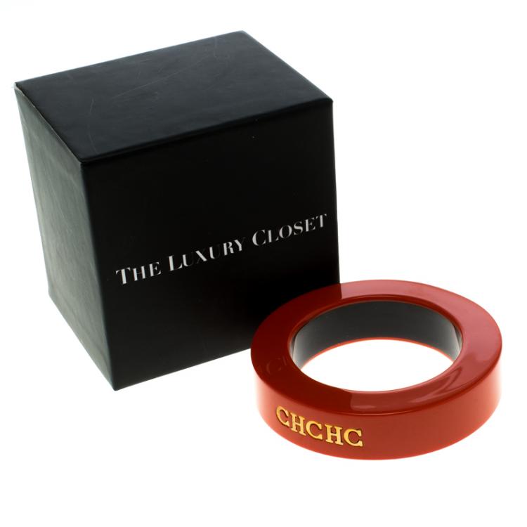 Pre Owned CH Carolina Herrera Orange Resin Bracelet 20cm