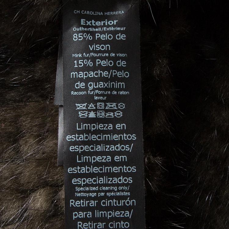 Pre Owned CH Carolina Herrera Brown Mink and Racoon Fur Belted Jacket S