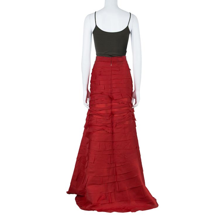 Pre Owned CH Carolina Herrera Taffeta Maxi Skirt L