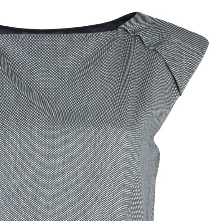 Pre Owned CH Carolina Herrera Grey Wool Belted Dress L