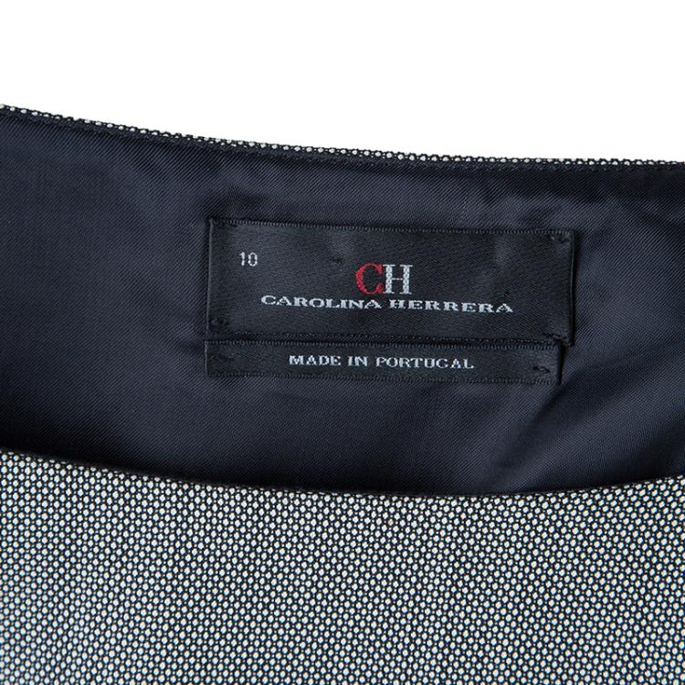 Pre Owned CH Carolina Herrera Grey Wool Belted Dress L