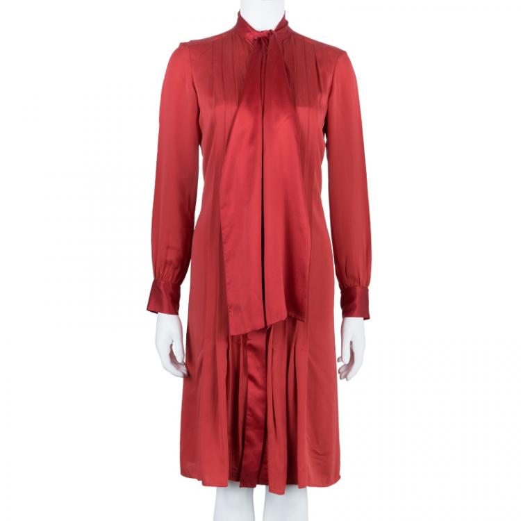 Pre Owned CH Carolina Herrera Red Neck Tie Dress M