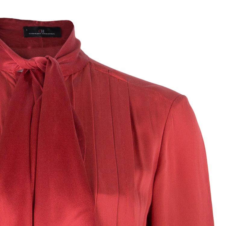 Pre Owned CH Carolina Herrera Red Neck Tie Dress M