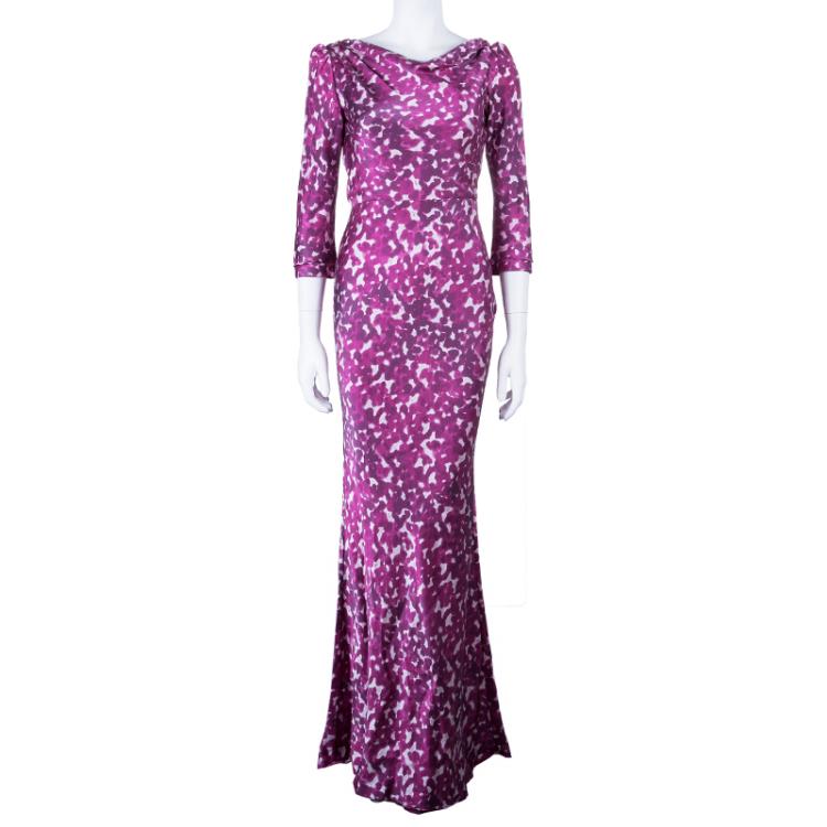 Pre Owned CH Carolina Herrera Printed Long Sleeve Maxi Dress M