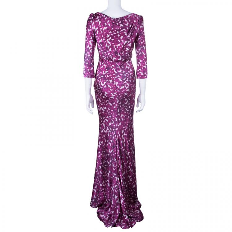 Pre Owned CH Carolina Herrera Printed Long Sleeve Maxi Dress M
