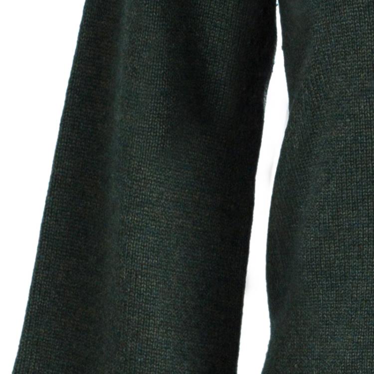 مملوكة مسبقًا CH Carolina Herrera Green Raccoon Fur Trim Sweater S
