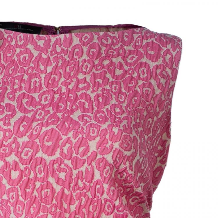 مملوكة مسبقًا CH Carolina Herrera Pink Leopard Print Sleeveless Dress L